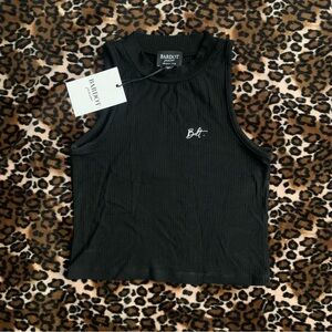 Bardot Jr ribbed black cropped tank crop top NWT